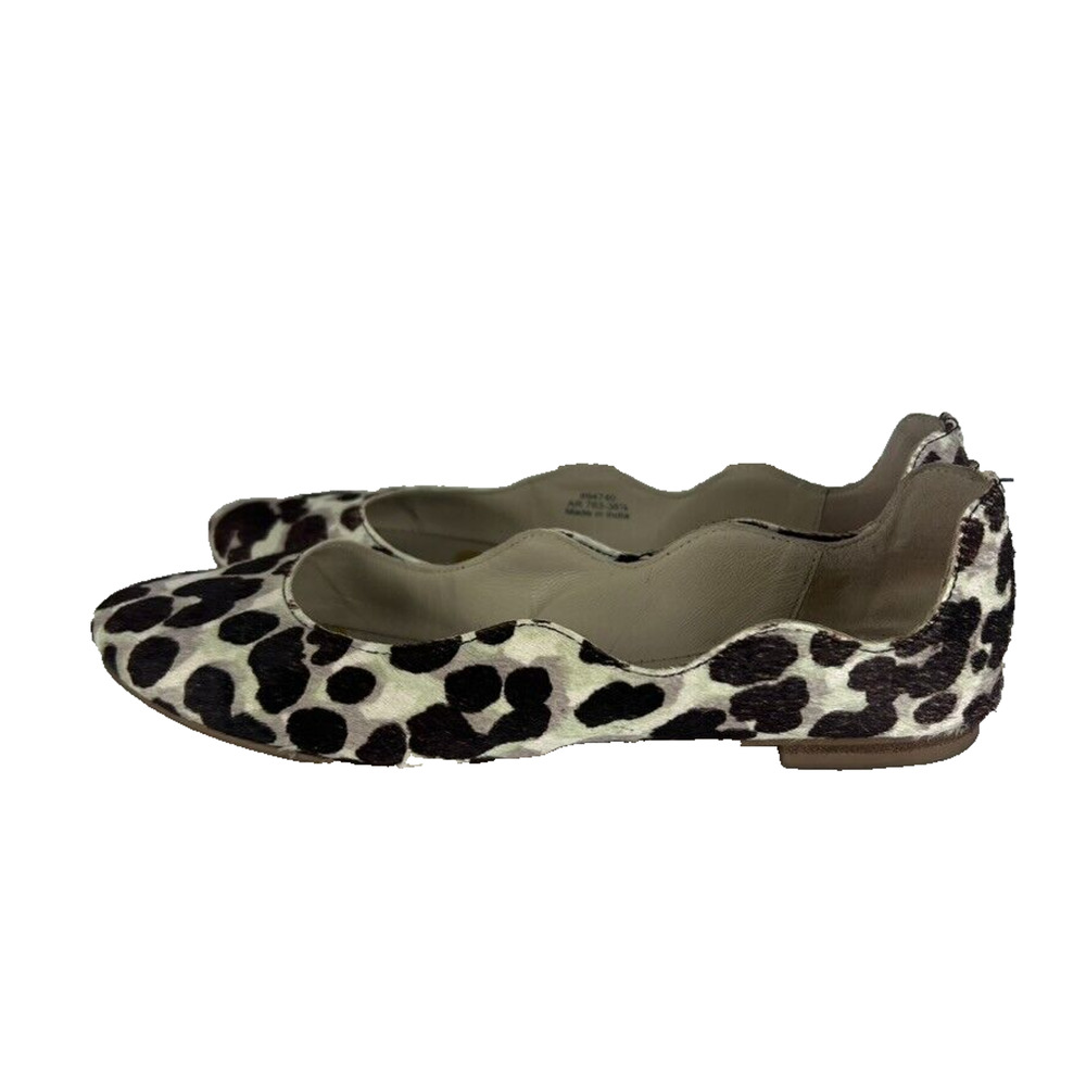 Boden Flats Women's Shoes Size 38.5 Hair on hide leopard print scalloped